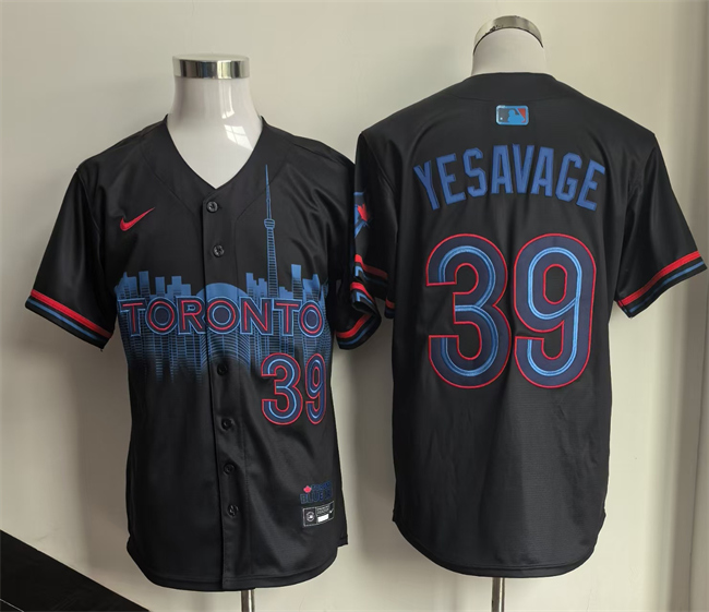 Men's Navy Toronto Blue Jays #39 Trey Yesavage 2024 City Connect Limited Stitched Baseball Jersey